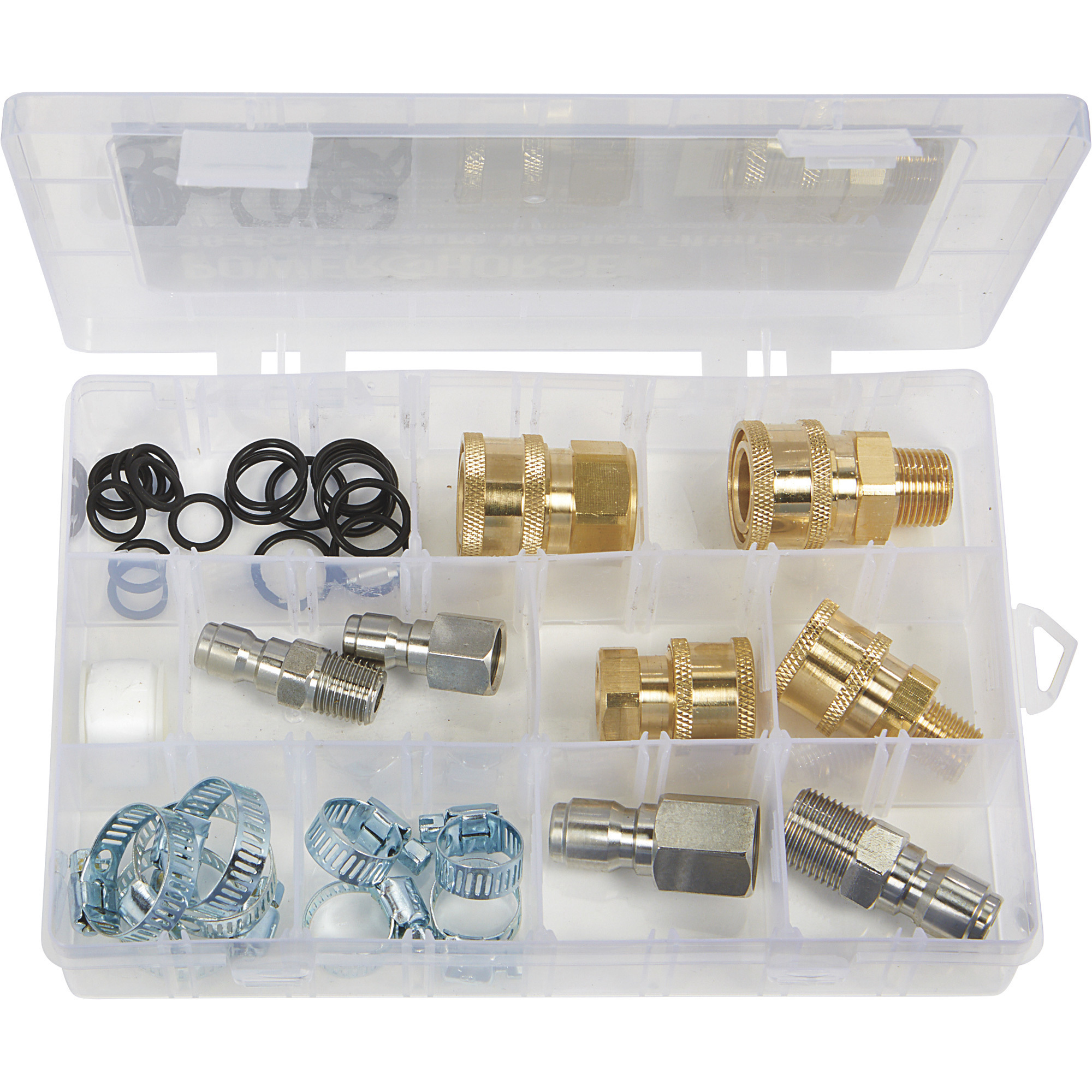 Powerhorse Pressure Washer Fittings Kit, Universal Brass/Steel Quick-Connects with Storage Case, 38-Pc.